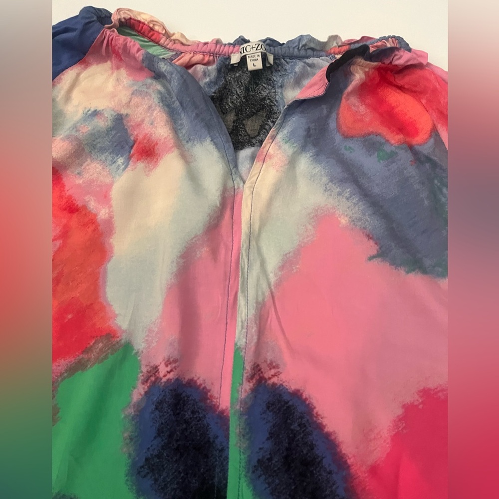 NIC+ZOE Abstract Art Top shirt large - Picture 6 of 9